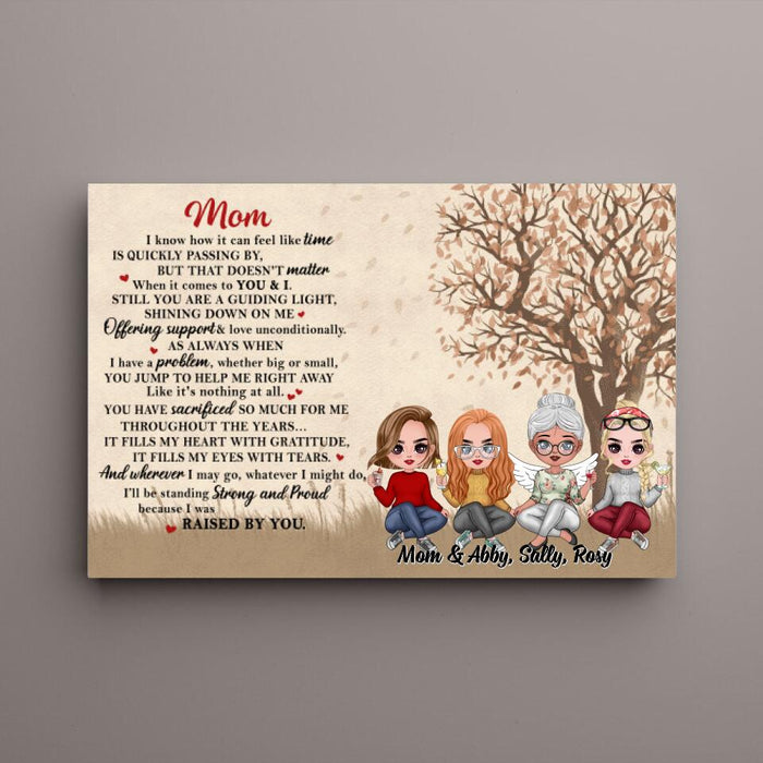 Up to 3 Daughters Mom - Personalized Gifts Custom Memorial Canvas for Mom, Memorial Gifts