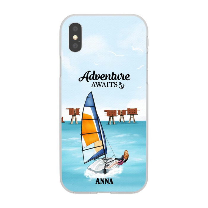 Adventure Awaits - Personalized Phone Case For Couples, For Him, Her, Sailing, Beach