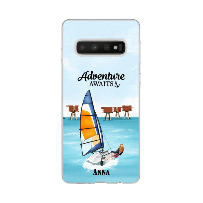 Adventure Awaits - Personalized Phone Case For Couples, For Him, Her, Sailing, Beach