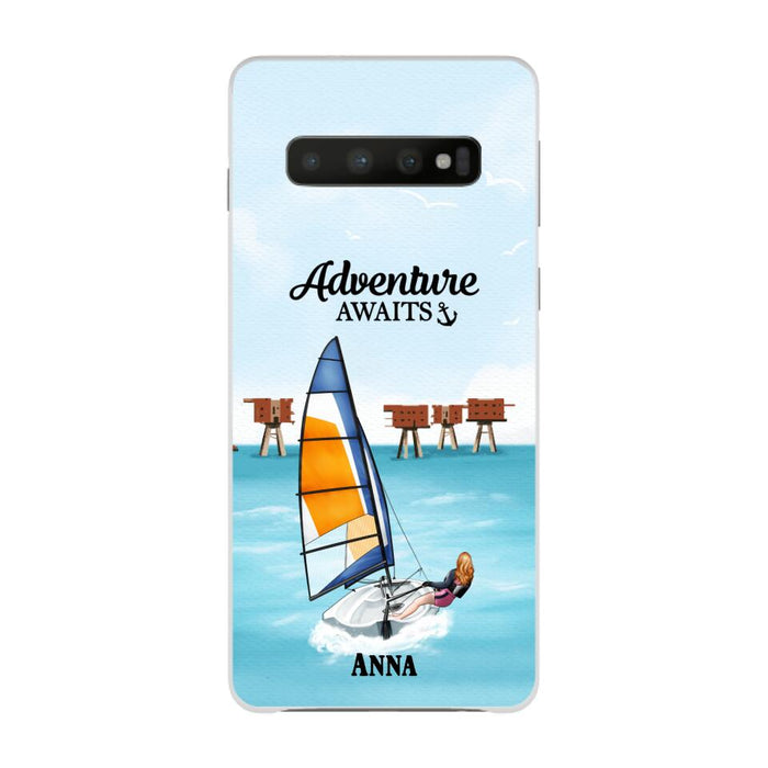 Adventure Awaits - Personalized Phone Case For Couples, For Him, Her, Sailing, Beach