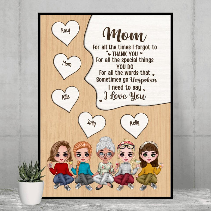 Up to 4 Daughters Mom for All the Times I Forgot - Personalized Gifts Custom Poster for Daughter for Mom