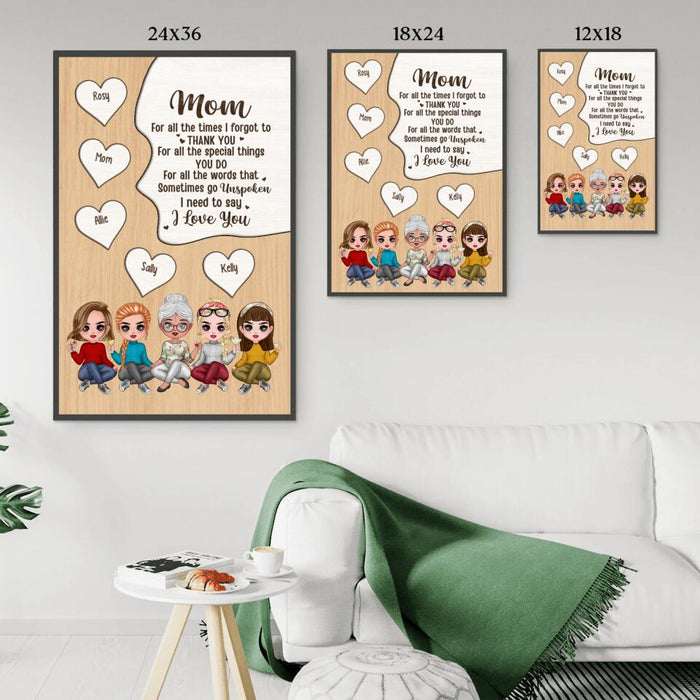 Up to 4 Daughters Mom for All the Times I Forgot - Personalized Gifts Custom Poster for Daughter for Mom