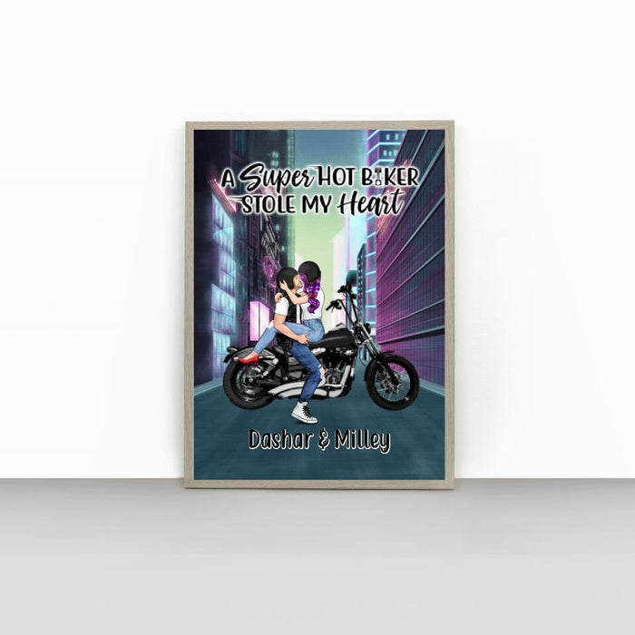 Cyber Biker Couple - Personalized Poster For Him, For Her, Motorcycle Lovers