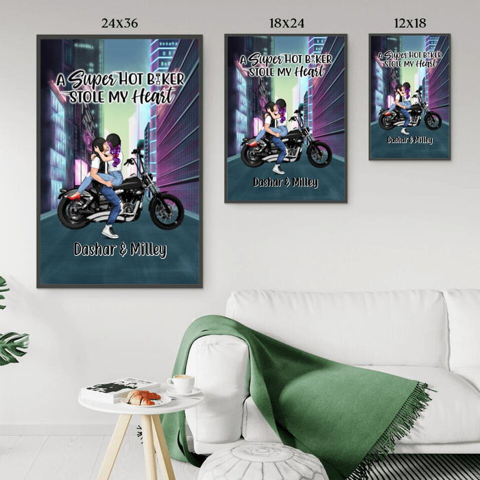 Cyber Biker Couple - Personalized Poster For Him, For Her, Motorcycle Lovers