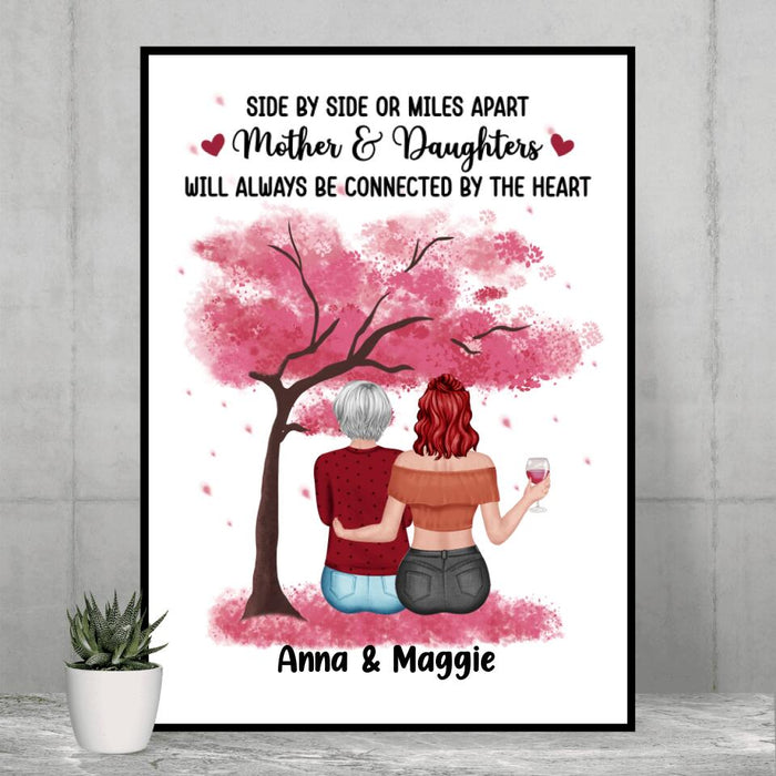 Mother and Daughter Will Always Be Connected by the Heart - Personalized Gifts Custom Poster for Mom
