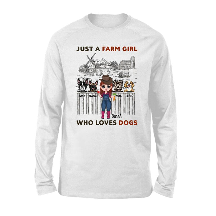 Just a Farm Girl Who Loves Dogs - Personalized Gifts Custom Farmer Shirt for Dog Mom, Farmer