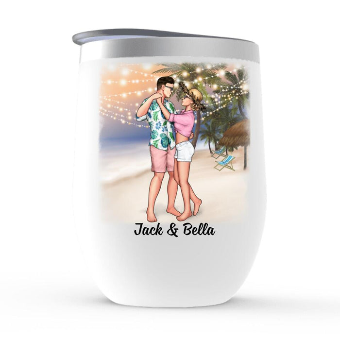 God Have My Heart Needed You - Personalized Wine Tumbler For Couples, Beach, Romantic