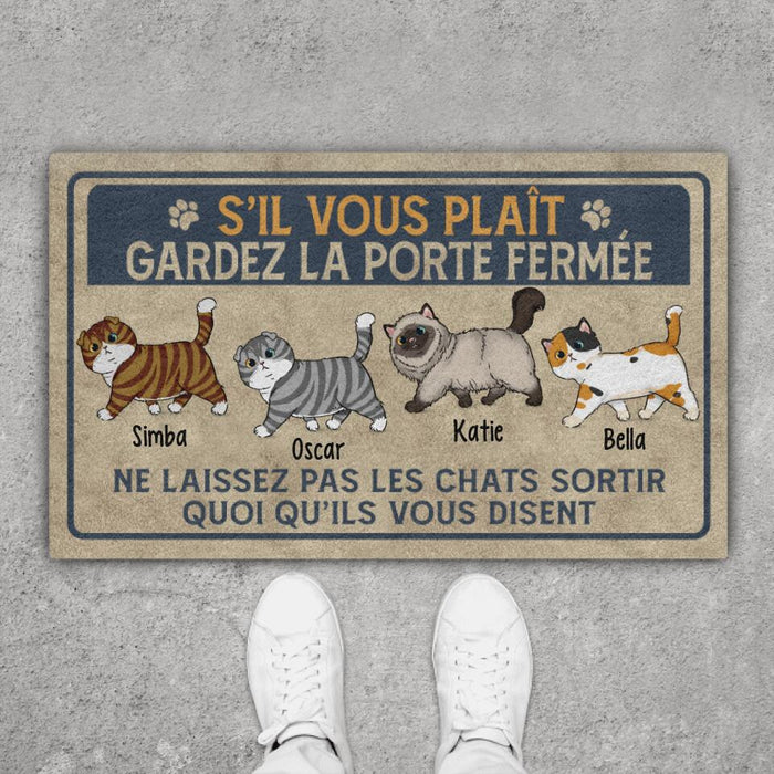 Ne Laissez Pas Les Chats Sortir - Cat Personalized Gifts Custom Doormat for Family