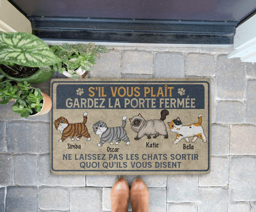 Ne Laissez Pas Les Chats Sortir - Cat Personalized Gifts Custom Doormat for Family