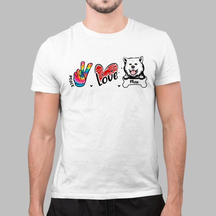 Peace Love Dog - Personalized Gifts Custom Dog Lovers Shirt For Dog Dad, Dog Lovers