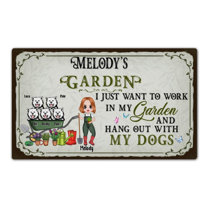 Up to 5 Dogs I Just Want to Work in My Garden - Dog Lovers, Gardeners Personalized Gifts Custom Doormat for Her