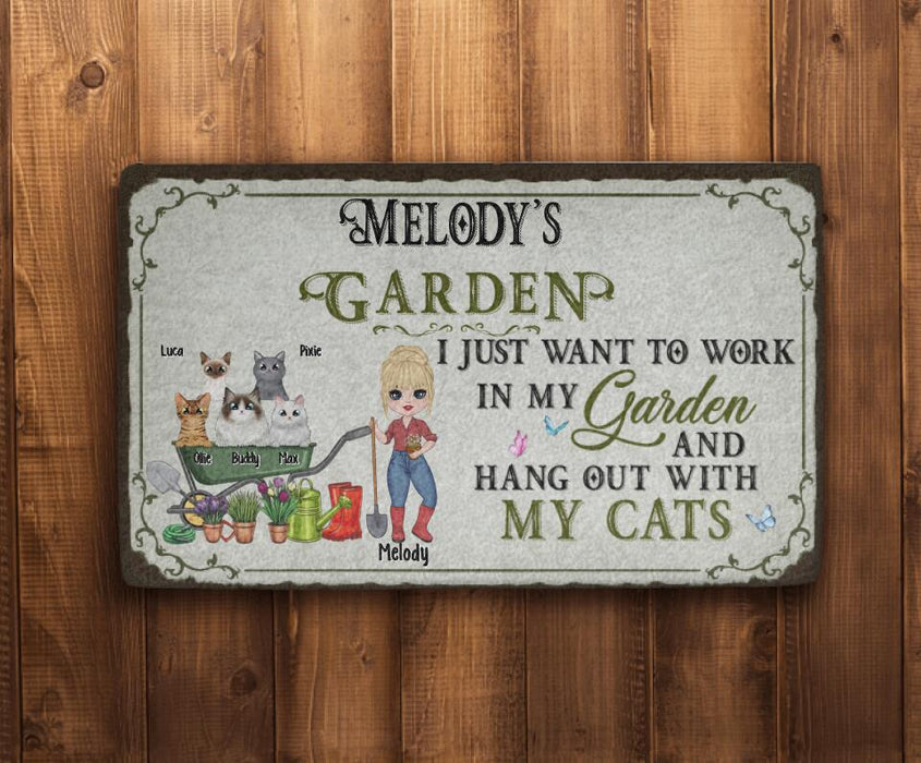 Up to 5 Cats I Just Want to Work in My Garden - Cat Lovers, Gardeners Personalized Gifts Custom Doormat for Her