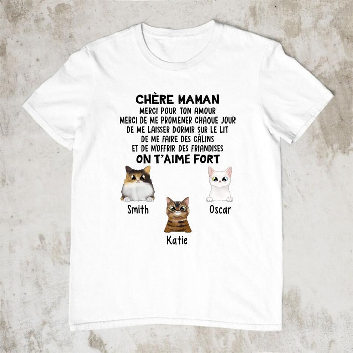 Chère Maman On T'aime Fort - Personalized Gifts Custom Cat Shirt For Cat Mom, Cat Lovers