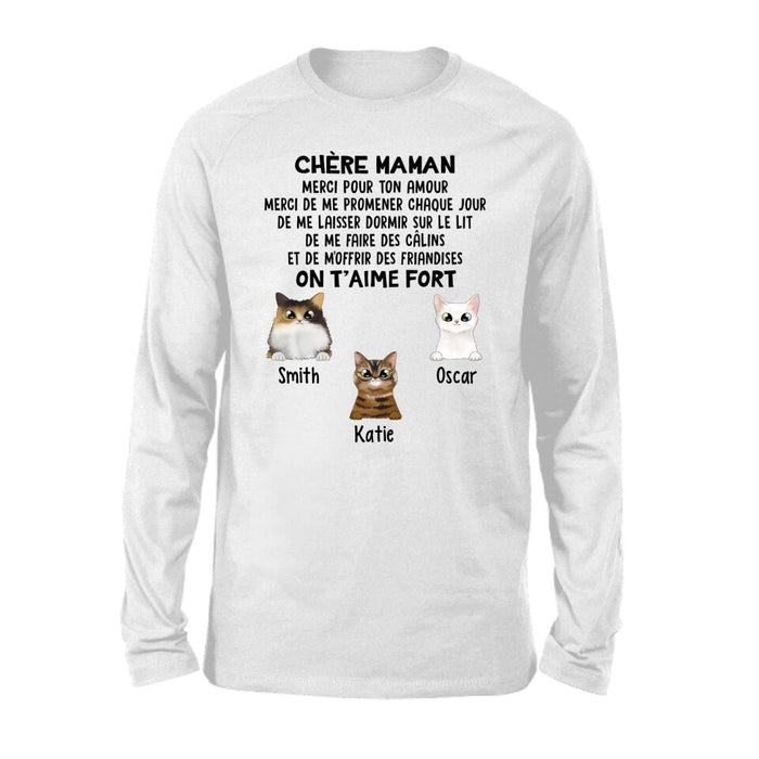Chère Maman On T'aime Fort - Personalized Gifts Custom Cat Shirt For Cat Mom, Cat Lovers