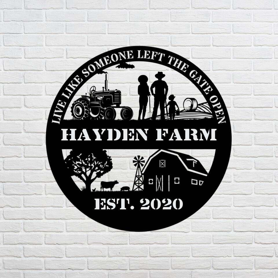 Farm Sign Decor Monogram Art, Farmhouse - Personalized Metal Sign For ...