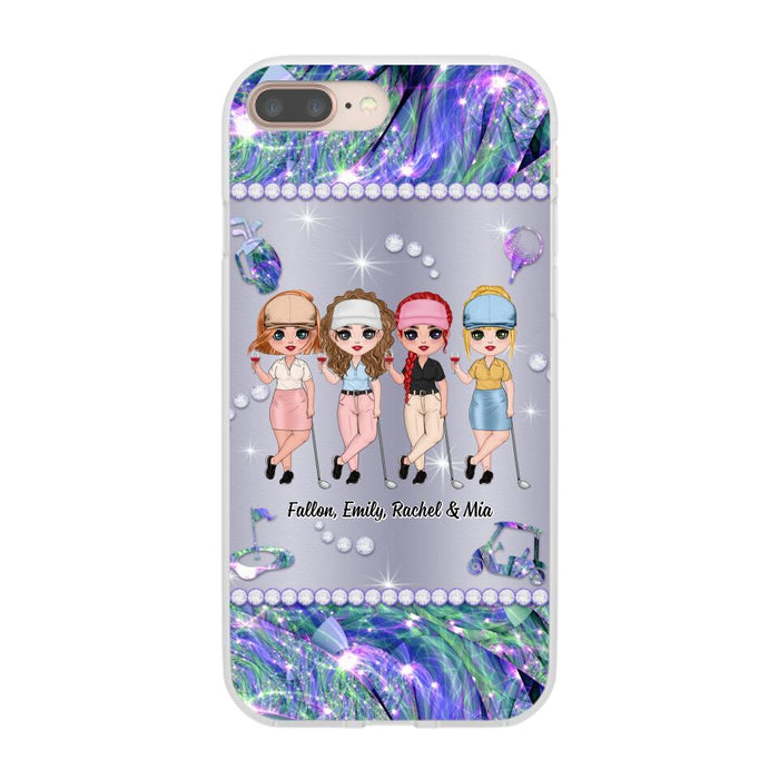 Up To 4 Chibi Golf Friends - Personalized Phone Case For Her, Friends, Sisters, Golf