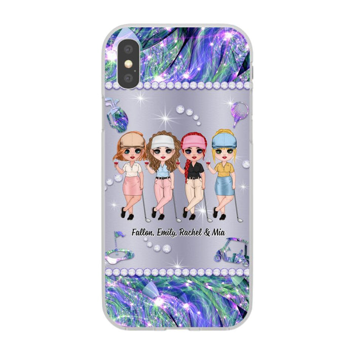Up To 4 Chibi Golf Friends - Personalized Phone Case For Her, Friends, Sisters, Golf