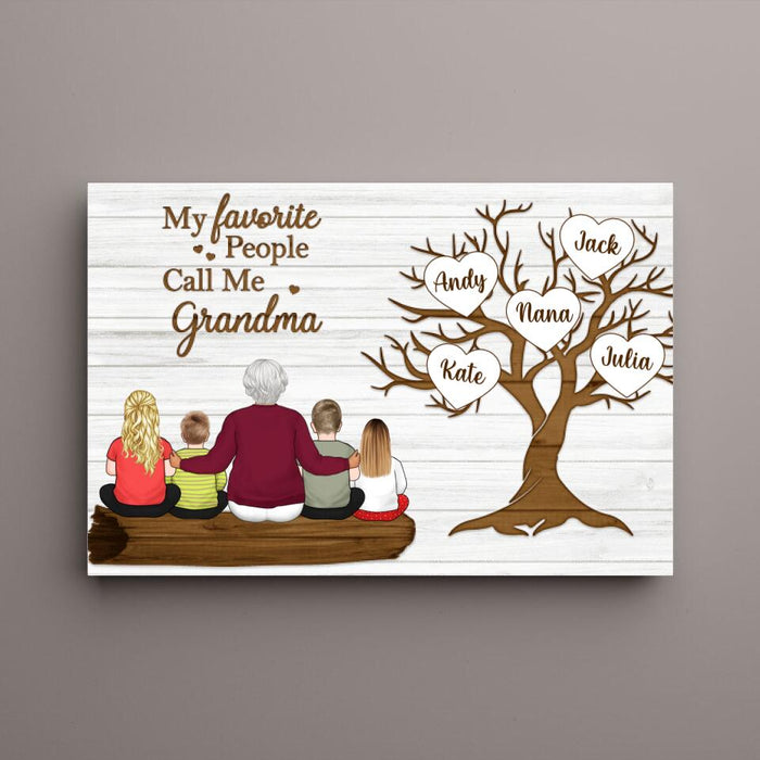 My Favorite People Call Me Grandma - Mother's Day Personalized Gifts Custom Canvas for Family for Mom