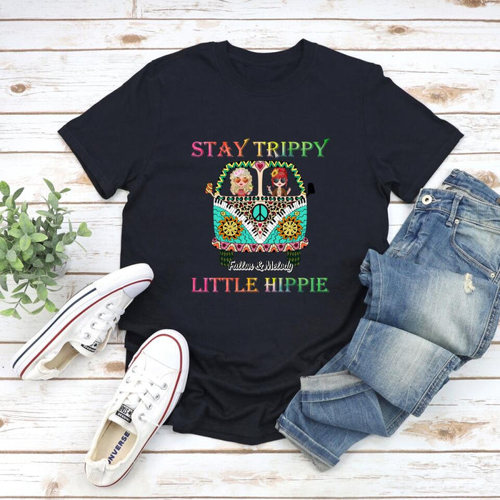 Up To 2 Chibi Stay Trippy Little Hippie - Personalized Shirt For Her, Friends, Sisters, Hippie