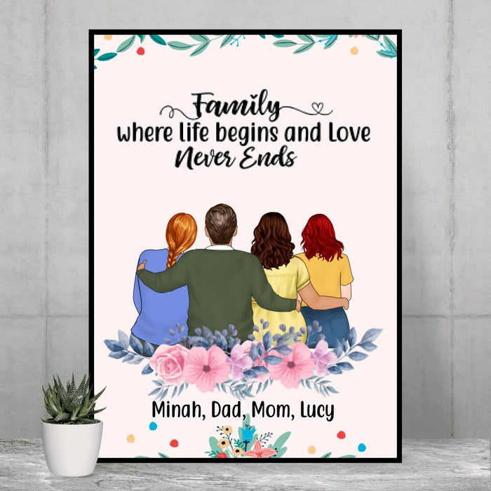 Where Life Begins and Love Never Ends - Personalized Gifts Custom Poster for Family for Dad
