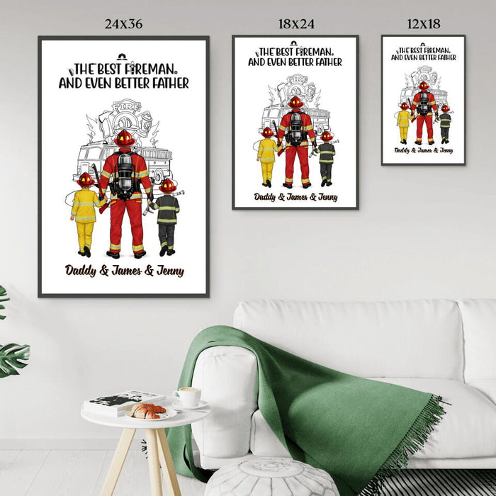 The Best Fireman - Personalized Gifts Custom Firefighter Poster for Family for Dad, Firefighter Gifts
