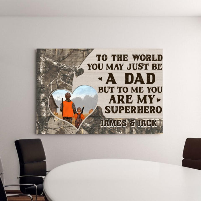 To Me You Are My Superhero - Personalized Gifts Custom Hunting Canvas for Family, for Dad, Hunting Lovers