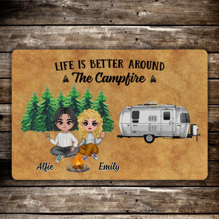 Life Is Better Around the Campfire - Camping Personalized Gifts Custom Doormat for Couples