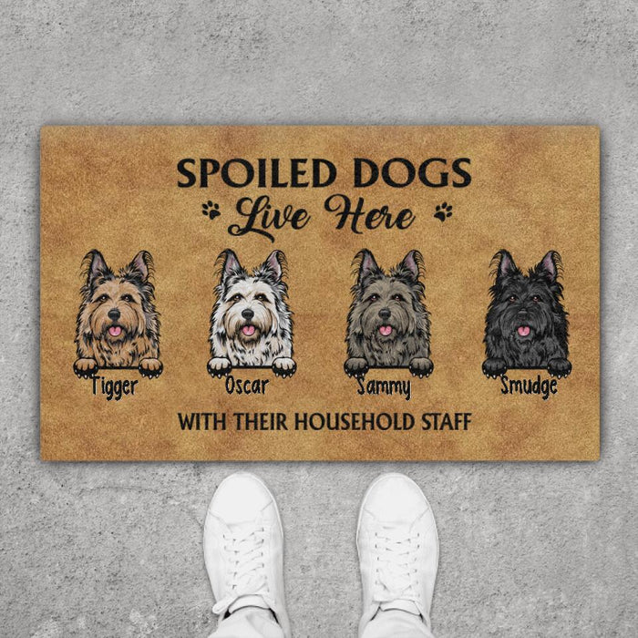 Spoiled Dogs Live Here With Their Household Staff - Dog Personalized Gifts Custom Doormat For Family