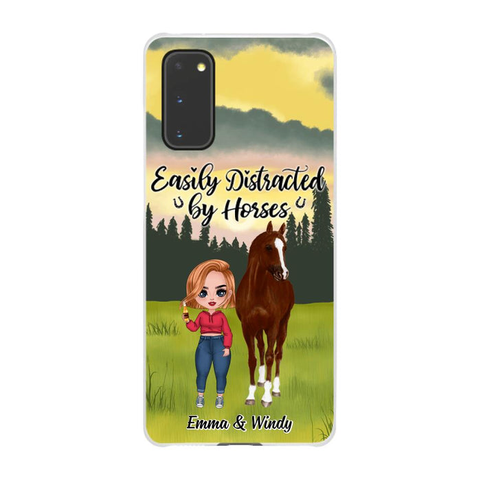 Easily Distracted By Horses - Personalized Phone Case For Her, Horse Lovers