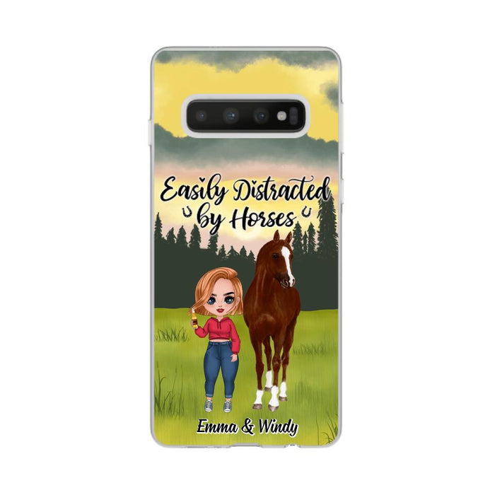 Easily Distracted By Horses - Personalized Phone Case For Her, Horse Lovers