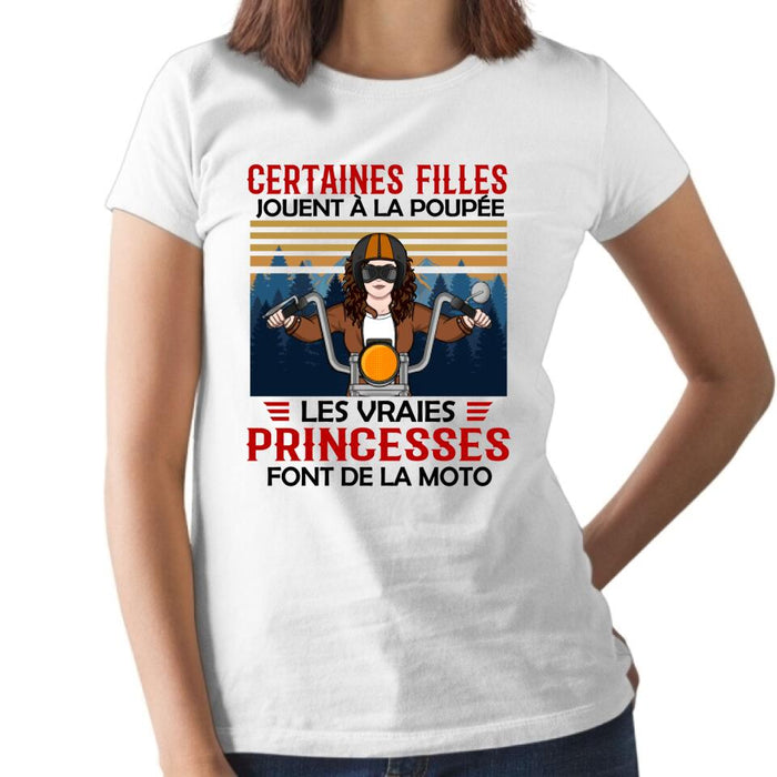 Les Vraies Princesses Font De La Moto - Personalized Shirt For Her, Motorcycle Lovers