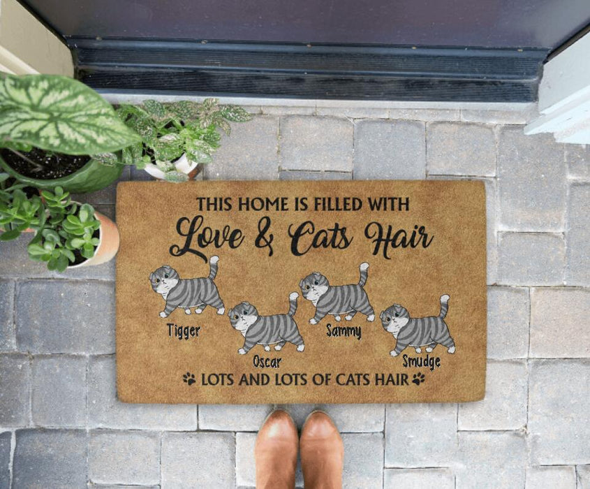 This House Is Filled With Love And Cat Hair - Cat Personalized Gifts Custom Doormat For Family