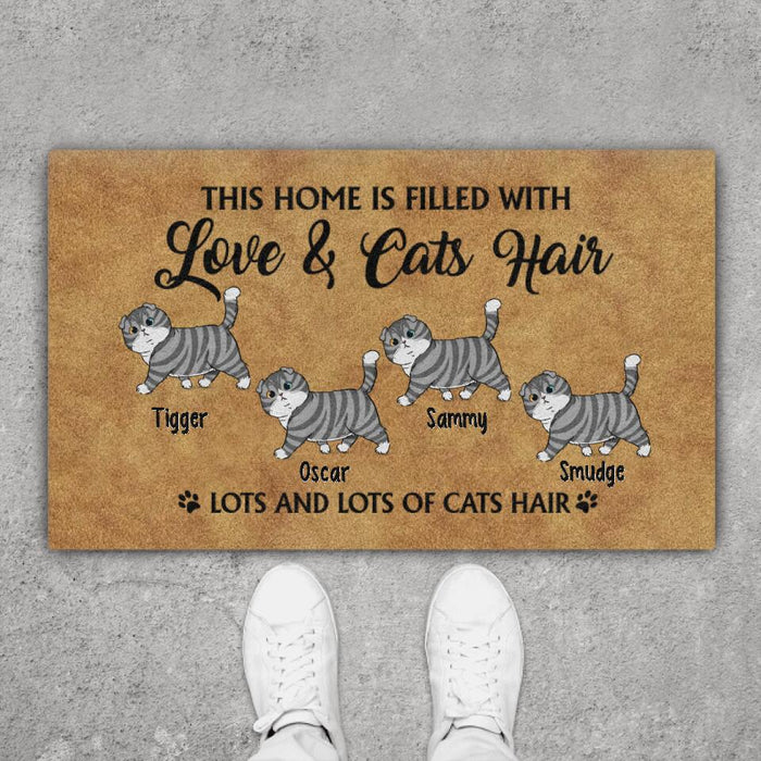 This House Is Filled With Love And Cat Hair - Cat Personalized Gifts Custom Doormat For Family
