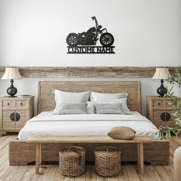 Personal Biker Sign, Motorcycle Garage Monogram Sign - Personalized Metal Sign For Motorcycle Lovers