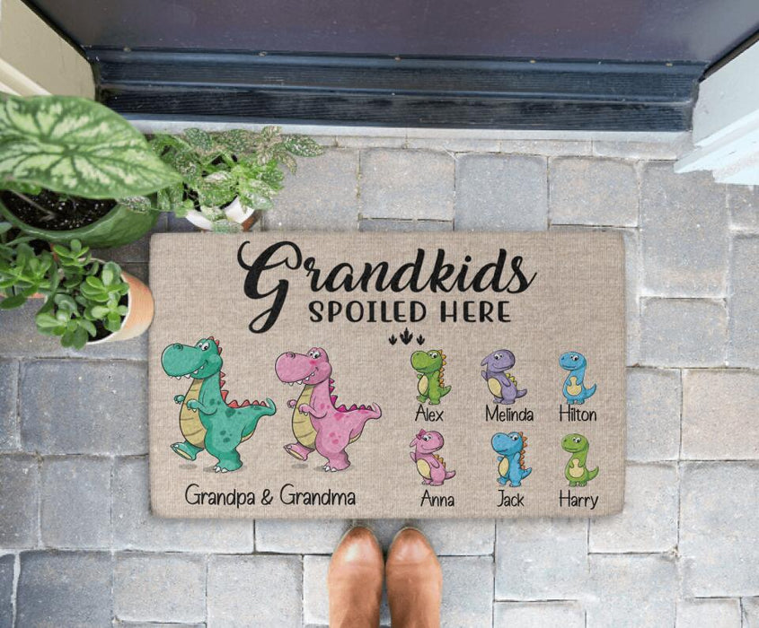 Grandkids Spoiled Here - Personalized Gifts Custom Doormat for Grandparents for Kids