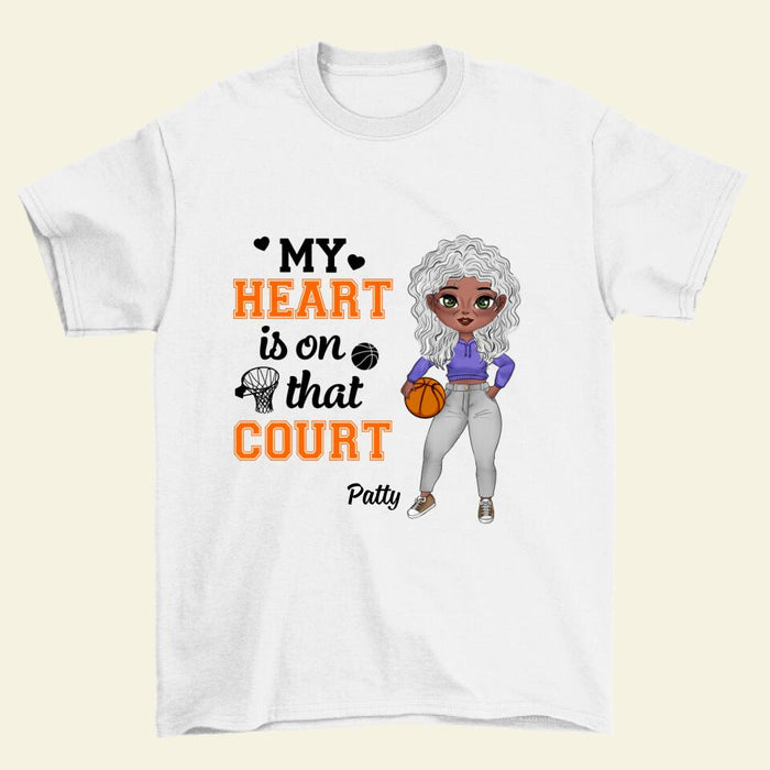 My Heart Is on That Court - Personalized Gifts Custom Basketball Shirt for Grandma, Basketball Gifts