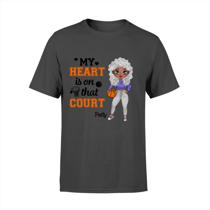 My Heart Is on That Court - Personalized Gifts Custom Basketball Shirt for Grandma, Basketball Gifts