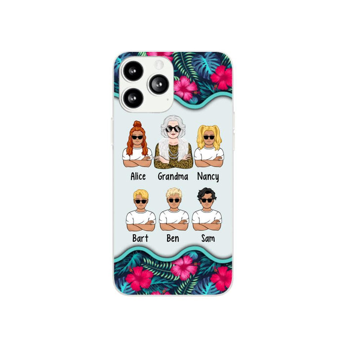 Up to 4 Kids Floral Grandma - Personalized Gifts Custom Phone Case for GearLit Up to 4 Kids Floral Grandma - Personalized Gifts Custom Phone Case for GearLit