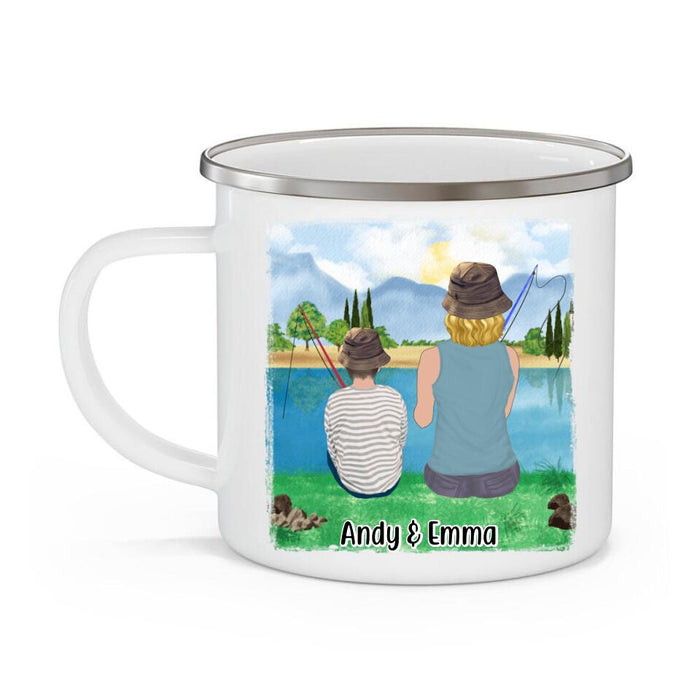 Let's Go Fishing - Personalized Gifts Custom Fishing Enamel Mug for Mom, Fishing Lovers
