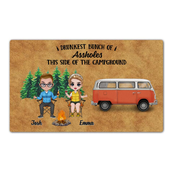 Drunkest Bunch of Assholes This Side of the Campground - Camping Personalized Gifts Custom Doormat for Couples