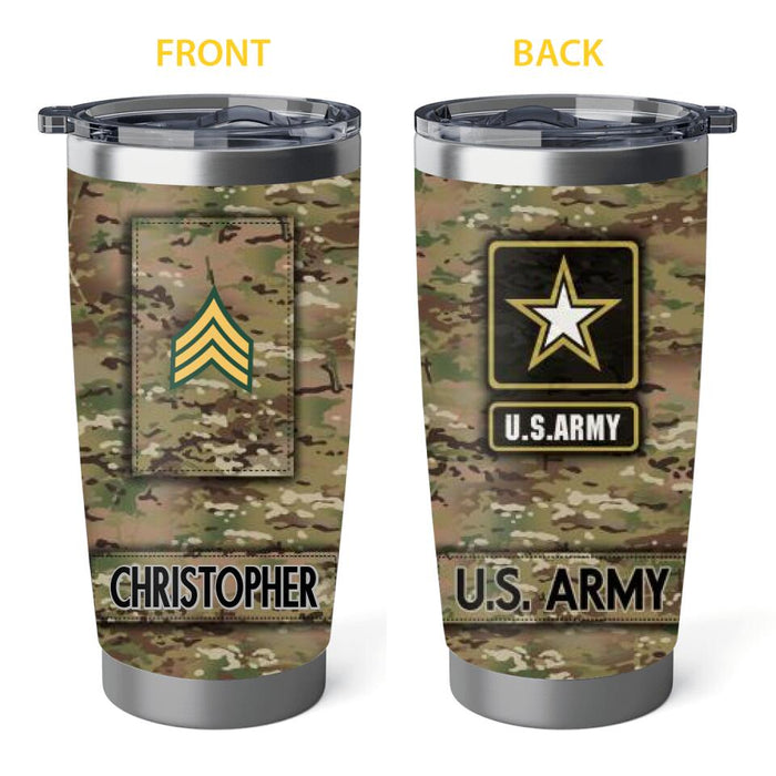 Us Military Rank All Branches - Personalized Tumbler For Him, Her, Military
