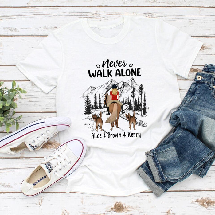 Personalized Shirt, Horse Riding Girl And Dogs, Gift for Horse And Dog Lovers