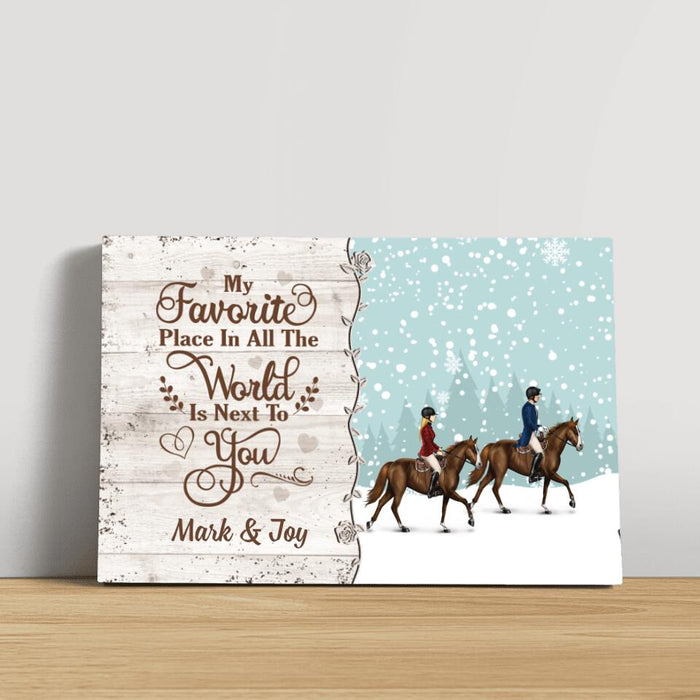 Personalized Canvas, Horse Riding Couple And Friends, Christmas Gift For Horse Lovers