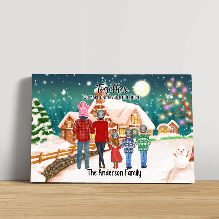 Personalized Landscape Canvas, Christmas Family Standing, Christmas Gift For Family