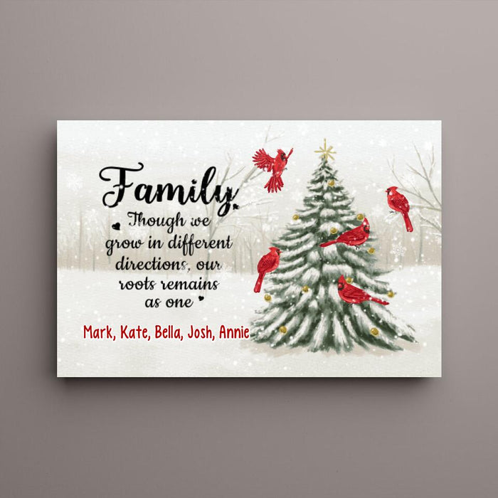 Personalized Canvas, Family Though We Grow In Different Directions, Christmas Gift For Family