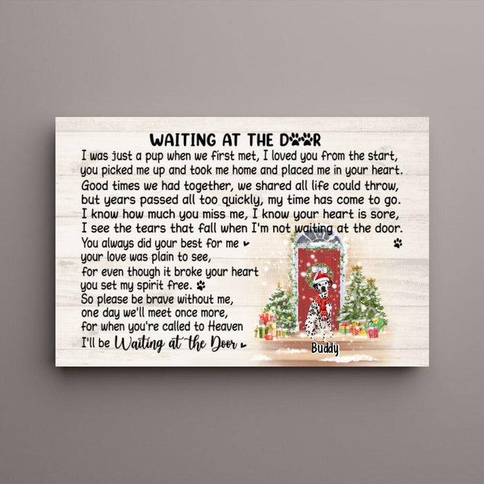 Up To 4 Pets Waiting At The Door - Personalized Canvas Memorial, Dog Lovers, Christmas