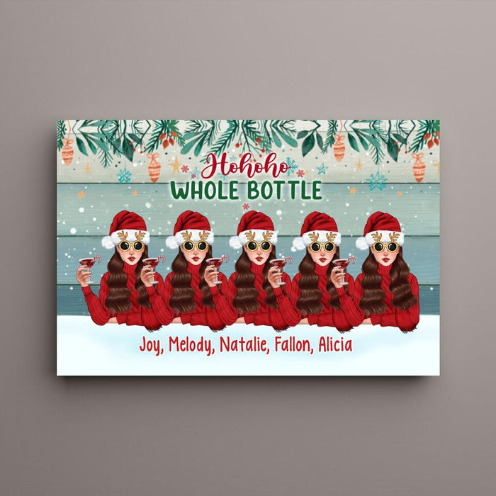 Up To 5 Girls Running On Wine And Christmas Cheer - Personalized Canvas For Friends, Christmas