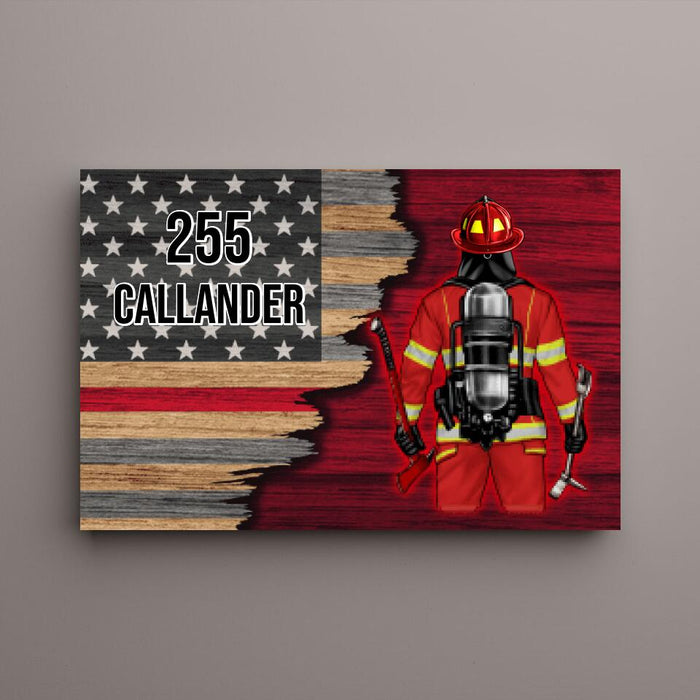 Personalized Canvas, Half Flag Firefighter Man/Woman, Gift For Firefighter Lovers