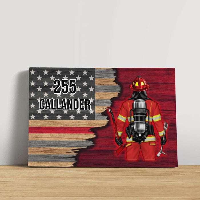 Personalized Canvas, Half Flag Firefighter Man/Woman, Gift For Firefighter Lovers