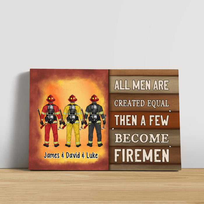 Personalized Canvas, Saving Lives Together - Firefighter Couple And Friends Gift, Custom Wall Art Decor